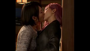Saeko Mukouda x Seong-Hui lesbian kissing ( Yakuza Like a Dragon / AI generated)