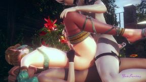 Zelda Yaoi Femboy - Fasten Dual intrusion Threeway (uncensored)