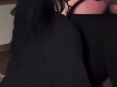 Skinny brunette MILF sucks and fucks a big cock