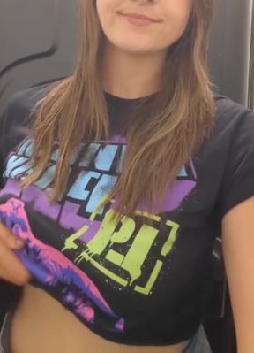 Happy titty Tuesday! Amateur babe shows off her big tits at the festival