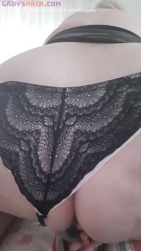 Fina, 70 Years Old, Plays with a Black Dildo. Horny as Fuck. Doggy Style and Close-up of Her Pussy