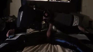 Lad's Crazy Spandex Self-Restrain bondage Sesh with a Fuck-a-thon Fucktoy