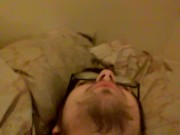 Shy virgin teen humps his pillow. (Huge cumshot)