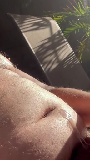 Pool Bate! Cub Dick Dawson jerking off hairy boner with cumshot   Clip 2