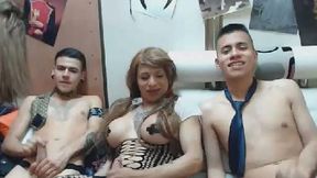 One Tranny Two Guys in a Hot Groupsex