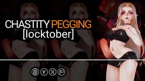 Naughty Mistress dominates with audio-guided pegging and chastity play