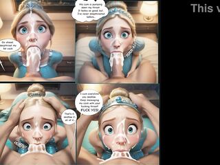 breasty large tit princess swallows a load after a facial in this ai comic