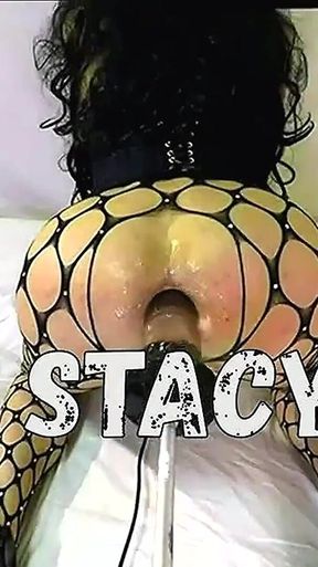 Sissy Stacy Ride Glass Dildo at Pantyhouse Leggins and Blowing Here Step-mommy Ass by Fat Pump Black Dildo