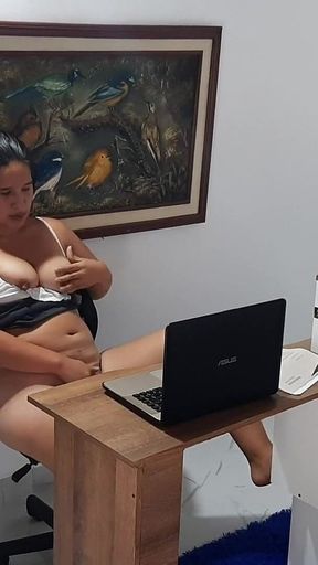 Secretary Masturbates in the Office