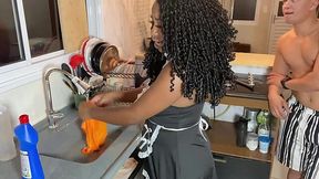 Ebony MaidCatches a Bad Habit Banging Her Boss Hot StepSon
