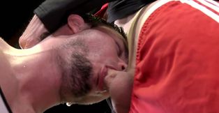 Sporty male sucks his coach's cock to put him in the team