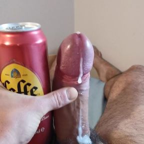 Beer can masturbation and cumshot