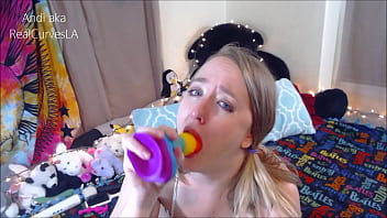 ANDI RAY CRIES AND GAGS ON HER NEW BIG DILDO