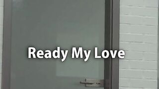 Alexis Brill hoses herself off in the pool shower before carefully stepping to the changing room where she puts on