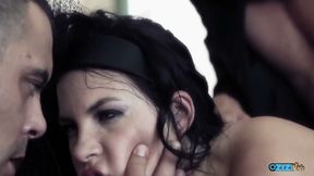 The Friends Are Healing After a Sad Funeral in a Threesome Bundle Connected by Anal