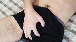muscular student in black briefs started to excite his balls and his big cock alex huff