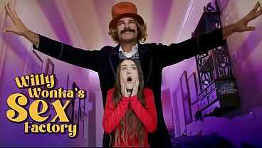 Petite teen gets a golden ticket to hardcore sex in Wonka's Sex Den.