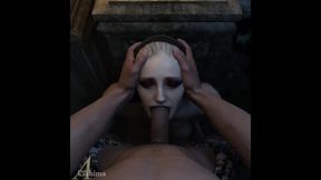 Anime mom gives hot blowjob with intense eye contact