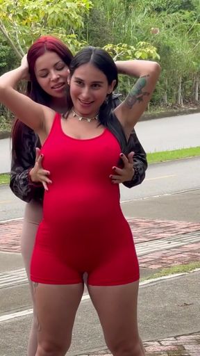 LESBIANS!! personalized YOGA classes on the street very   Clip 1