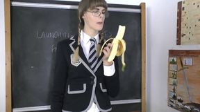 Melissa Eats a Large Banana in Class