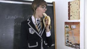 Melissa Eats a Large Banana in Class