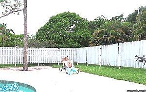 lesbian teen threesome play tug a war with a drone and their college pussy