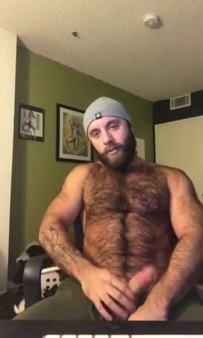 Hairy Lumberjack Masturbates, Showing Off His Cock