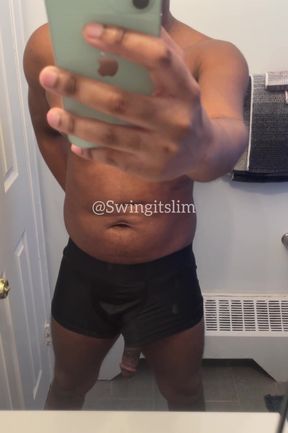 Big Black Cock fixes his underwear