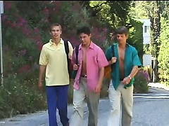 Young inexperienced blond stud gobbles down his buddy's relentless piston