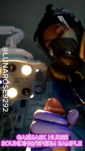 Gas Mask Nurse Luna Sounds & Collects a sperm sample