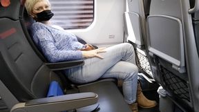 Public train crossed legs orgasm