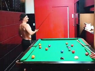 Playing pool in a motel with a sexy tranny from the south.