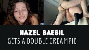 Hazel Baesil gets a double creampie