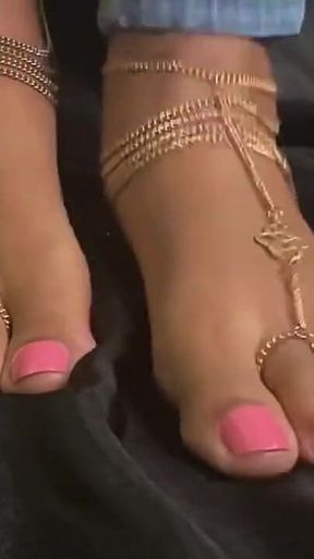 Pink Foxx Taps with Jewelry on Feet