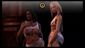 Horny video game babes seduce Kratos from GoW 3