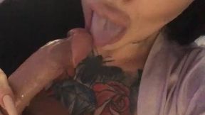 Blowjob with realistic dildo