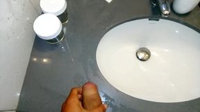 Middle Eastern Guy Jerks off in Hotel Bathroom, Cums in Sink