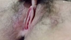 Sexy girl fingering thick long cock feeling
