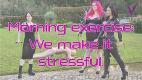 Morning whipping with Mistress Ezada, Dominatrix Rei, Mistress CatastroV, and a submissive boy