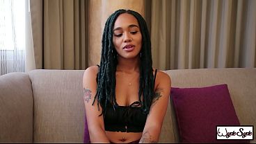 King Noire fills Julie Kay's skinny body with cum after their BDSM cuff