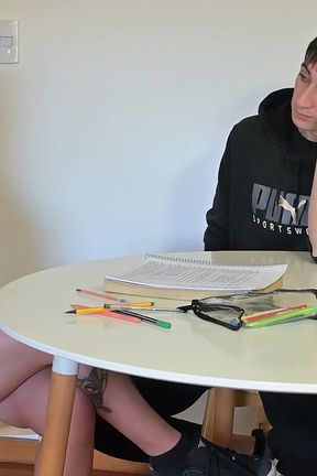 My Student's Dick Stops While We Study - Cum in Mouth