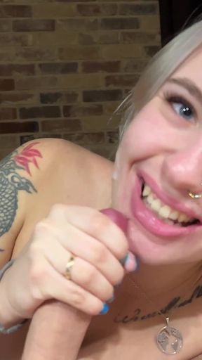 Jerk His Cock Until Cumming on Her Face
