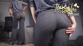 Sexy Coworker In Wide Leg Trousers Teases Ass