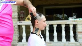 Behind the scenes: Lisa Fox shave her head. Music clip