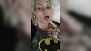 Bushy Tattooed Blonde Cutie Jizzes on Toy Boned n Suck