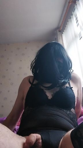 Tiny-clit Sissy Cums in Lingerie
