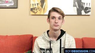 BoyObsession.com - Twink beauty Chris Tucker wanks off hard after post interview solo