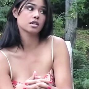 Beautiful Asian Porn Star Gets Interviewed and Rammed in High Heels and a Bikini