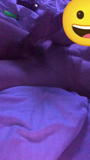 Slowly playing with my huge cock in bed