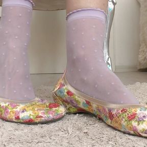 Colorful Ballerinas and Short Purple Socks Shoe Play